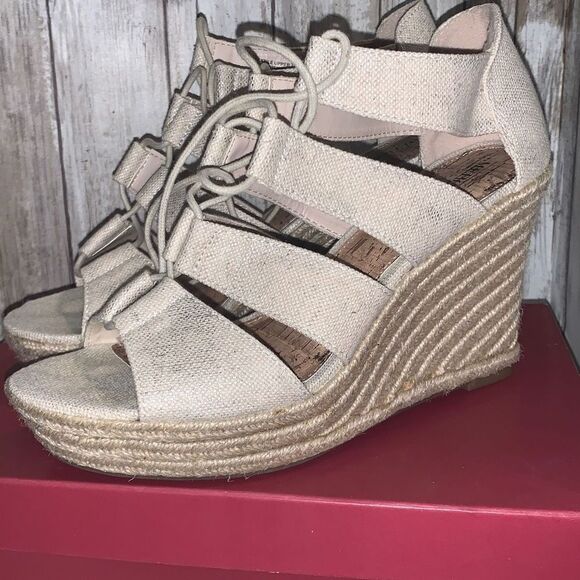 Merona Lace Up Espadrille Wedge Platform Sandals Size 9 - Picture 1 of 11